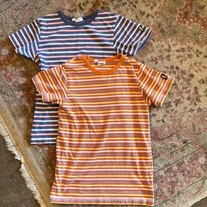 BIT'Z KIDS stripped t-shirts size 8 orange and blue lightning bolts on sleeves!